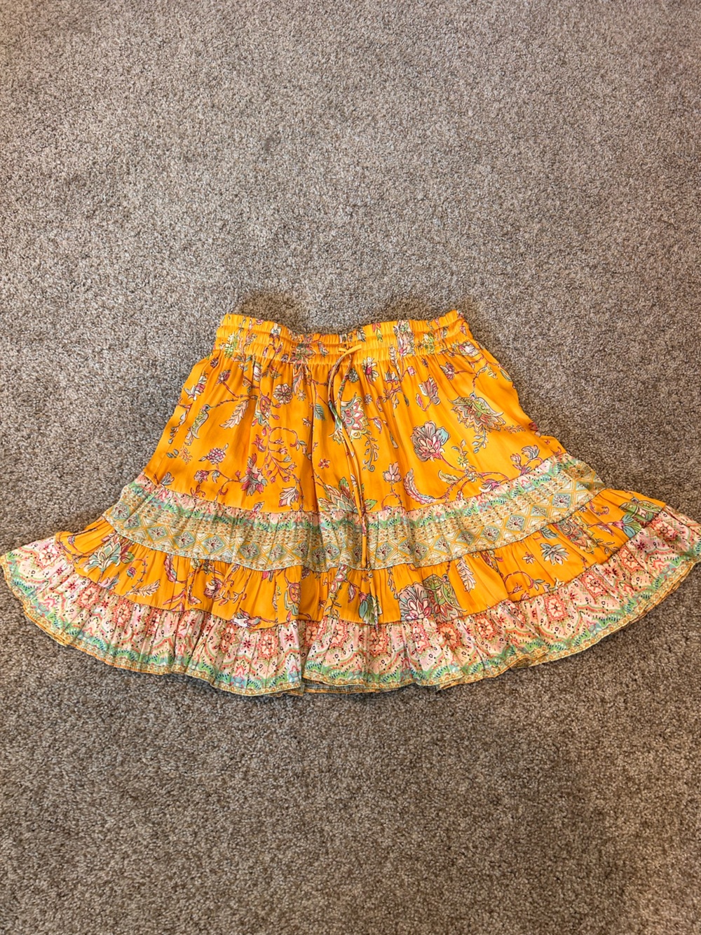 Current Air Anthropologie Tiered Boho Floral Patchwork Skirt. A Line. Festival.